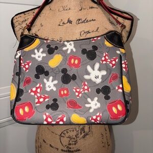 Dooney & Bourke Gray Shoulder Bag with Red, Yellow & Black Accents